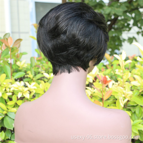 Top quality short straight human hair lace front bob wigs pixie cut virgin hair wig human hair toupee